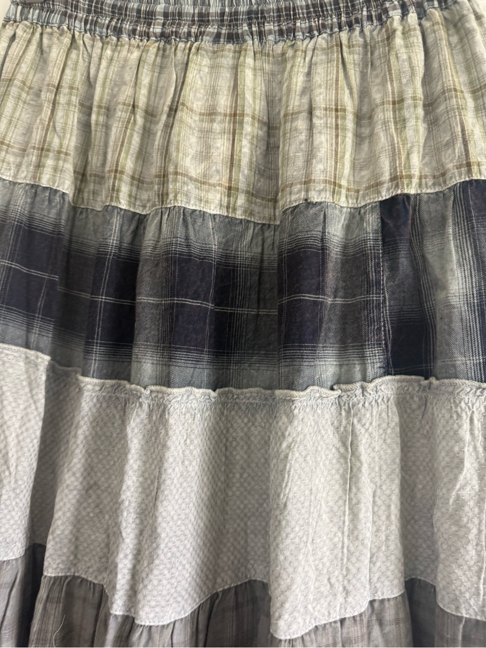 Young Threads Vintage Boho Vibes Plaid Crinkled Tiered Maxi Skirt NWT - Picture 10 of 14
